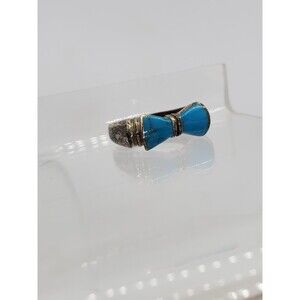 Sterling Silver Bow Blue Gemstone Ring Size 7 925